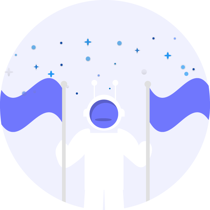 Astronaut with flags